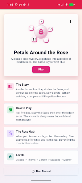 Pantalla de introducción de Petals Logic